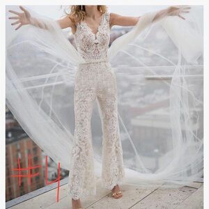 COPY - Wedding Jumpsuit with detachable train | wedding | bridal | lace jumpsuit